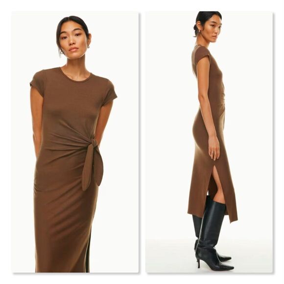🦋ARITZIA🦋 NEW - Wilfred Fortune Jersey Midi Dress - [XXS, Brown] - Picture 3 of 15